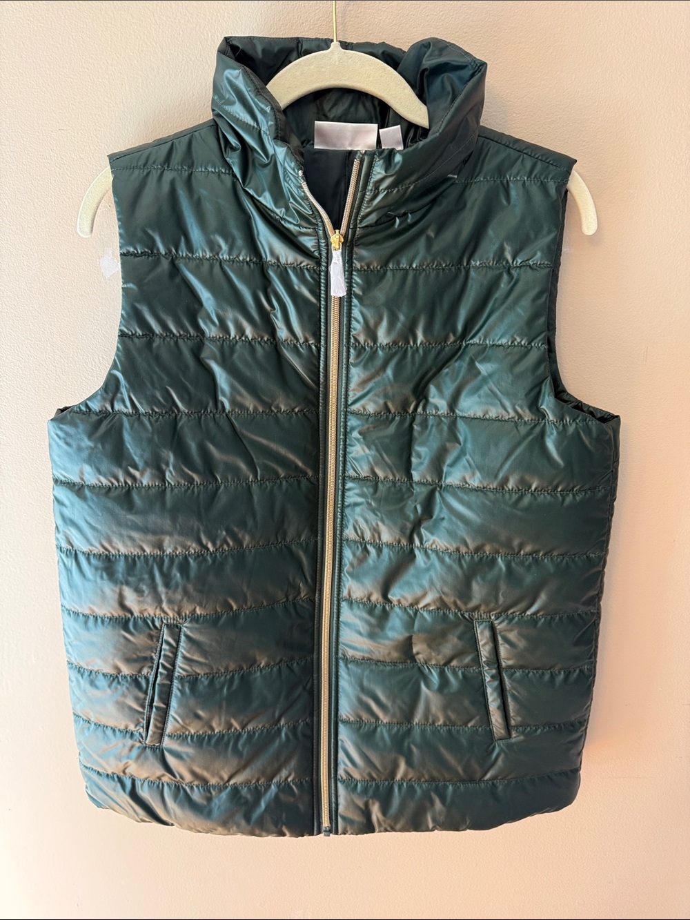 Belle by Kim Gravel Quilted Puffer Vest in Dark Green